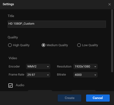 Customize the output parameters for format conversion in MiniTool Video Converter