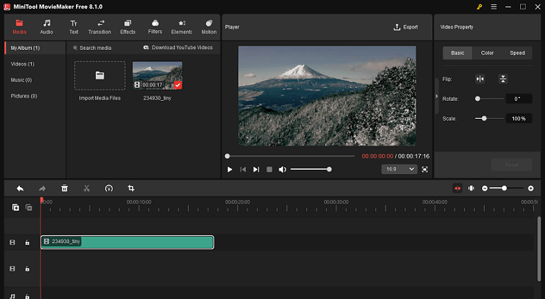 The interface of MiniTool MovieMaker