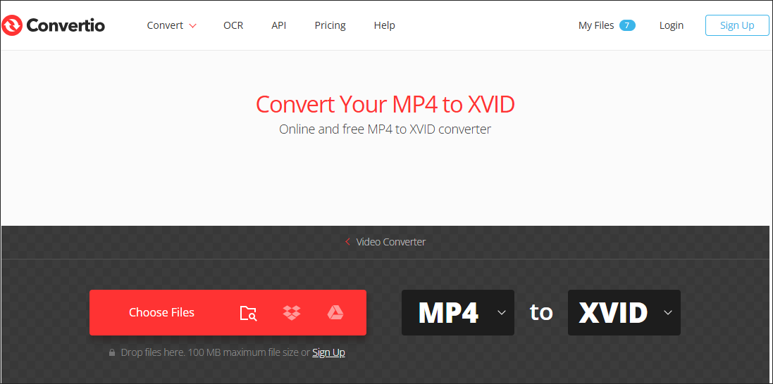 The MP4 to XVID Converter in Convertio