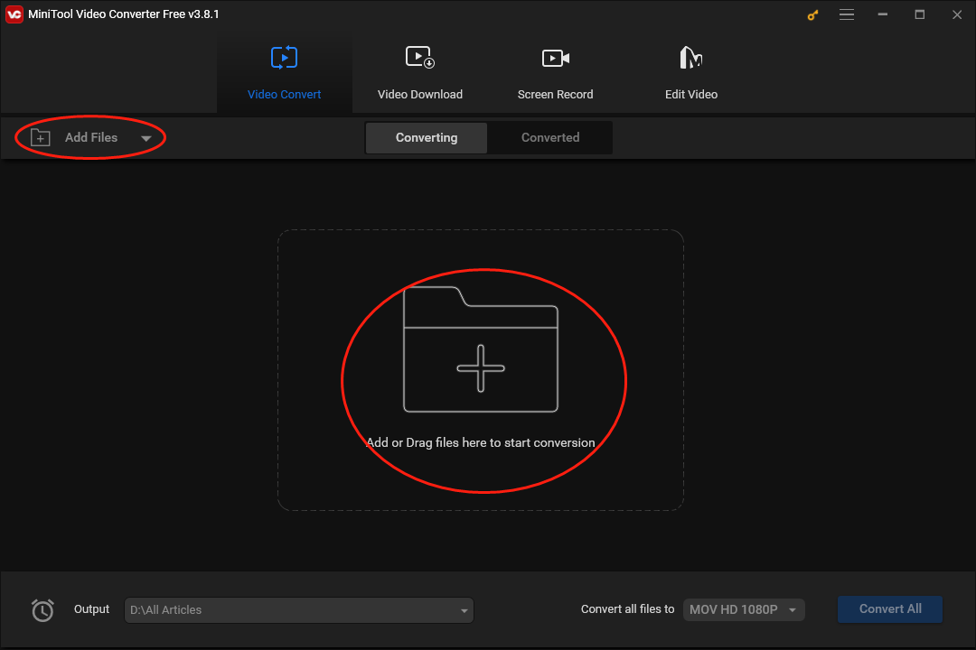 Click on Add Files or the plus icon in MiniTool Video Converter to import your torrent files