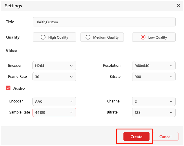 Adjust more parameters in the Settings window of MiniTool Video Converter for file compression