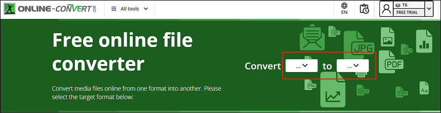 Choose to convert DCM to MP4 in Online-Convert for format conversion