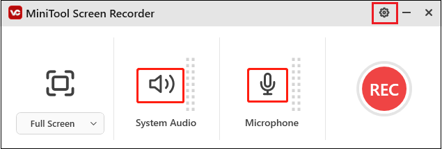 Manage the audio source in MiniTool Screen Recorder for screen recording