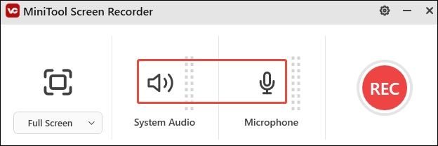Click the System Audio or Microphone icon in the MiniTool Screen Recorder panel to turn on and off the sound