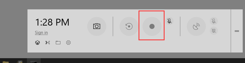 Click on the record icon in Game bar to begin the recording task