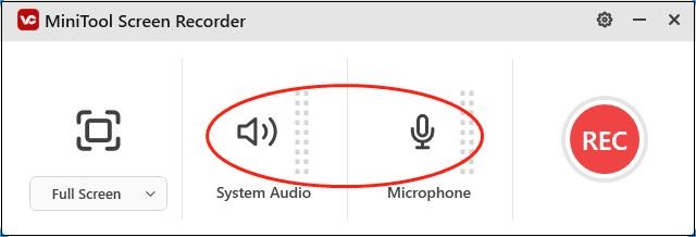 Click on the audio icons in MiniTool Screen Recorder to manage the recording audio