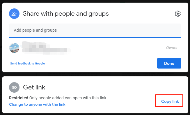 Click Copy link