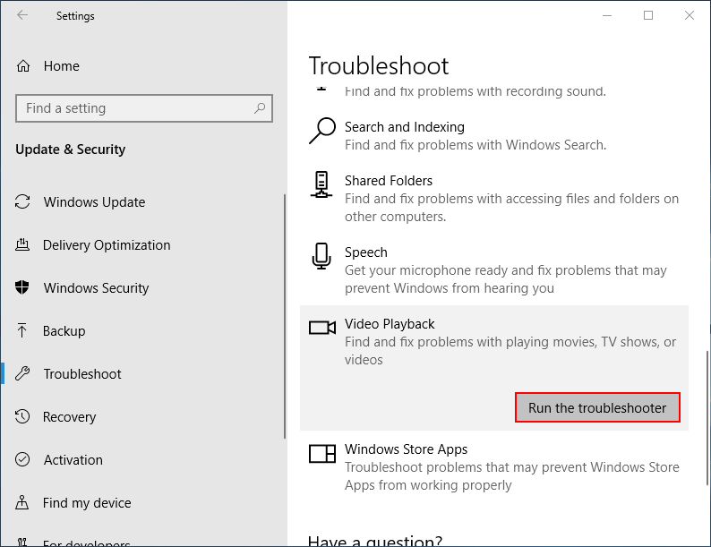 Click on Rub the troubleshooter in the Settings interface of your Windows PC