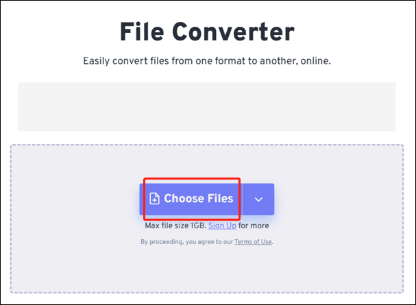 Click the Choose Files button in FreeConvert to import the target 3GA file