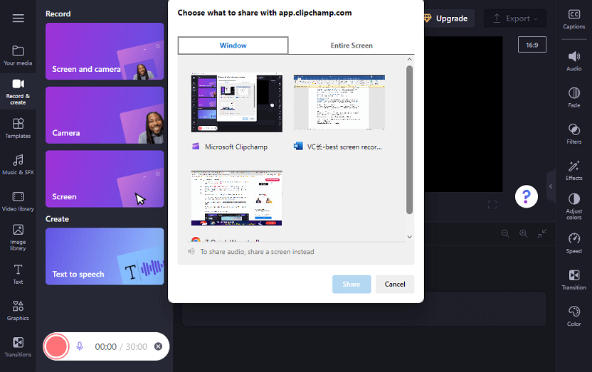 Bildschirm unter Windows 11 mit Microsoft Clipchamp aufzeichnen