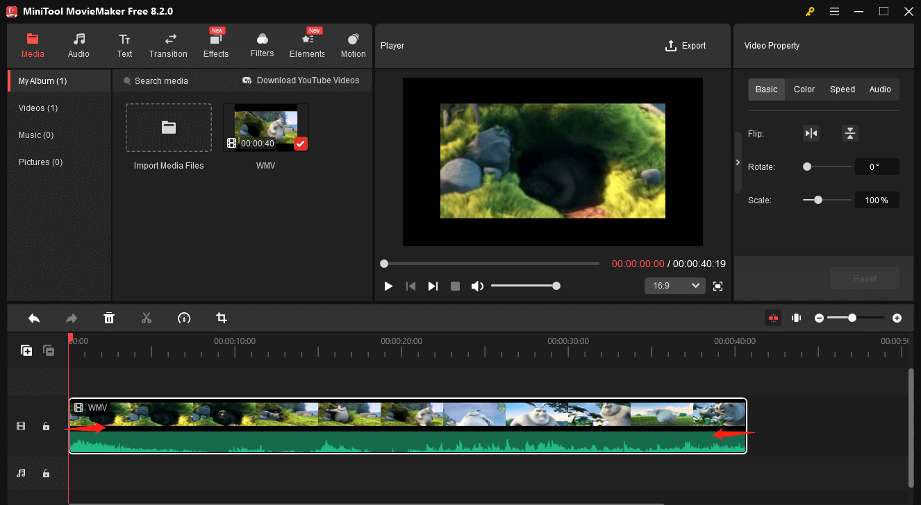 MiniTool MovieMakerで動画をトリミングする