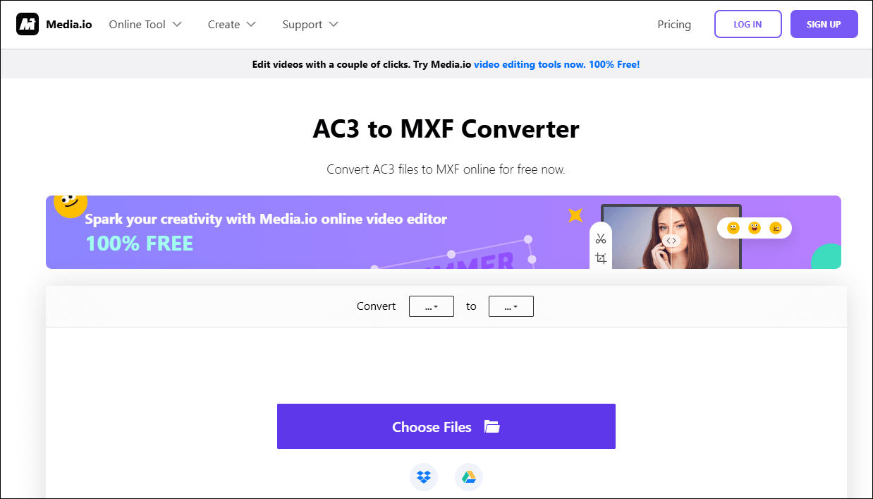 The interface of Media.io
