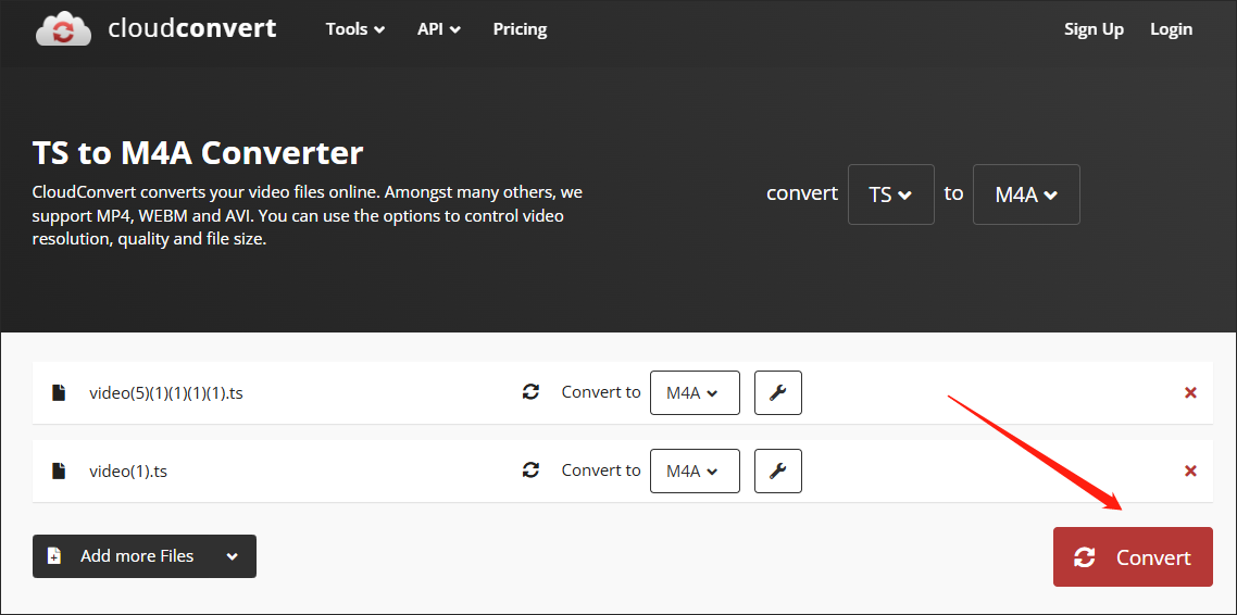 Click on the Convert button in CloudConvert to begin the file conversion