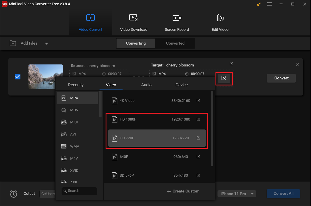 GoPro-Video mit MiniTool Video Converter in das MP4-Format mit geringerer Auflösung konvertieren