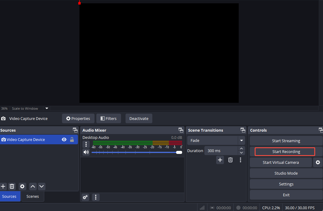 Click Start Recording to begin the process