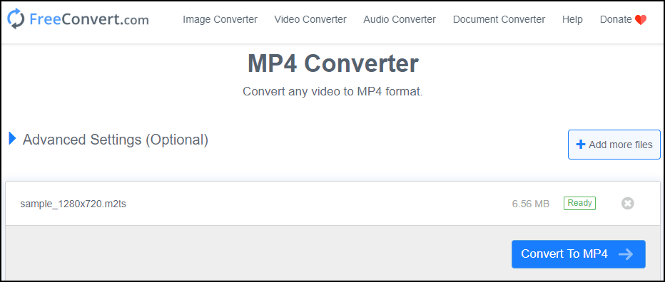The main interface of FreeConvert