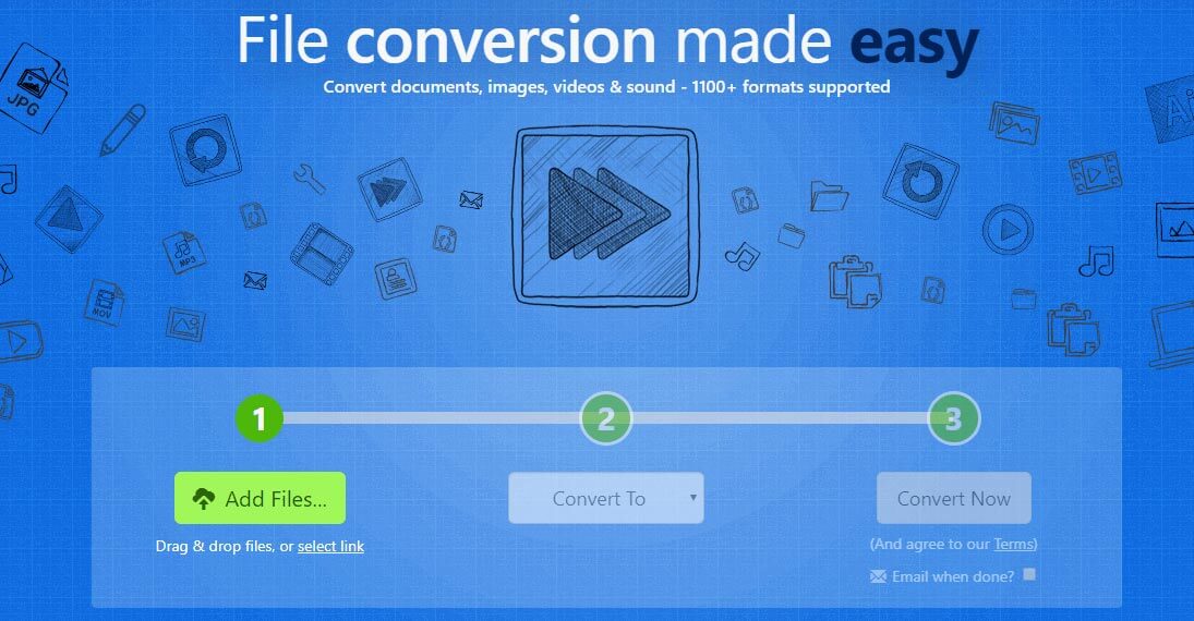 The user interface of Zamzar