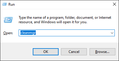 Type cleanmgr into the Run window