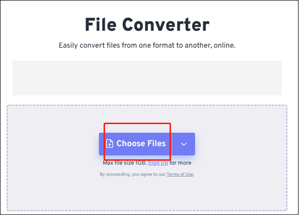 Click the Choose Files button to add the target OGA file in FreeConvert for format conversion
