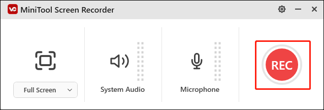 Click the red REC button in MiniTool Screen Recorder to start recording