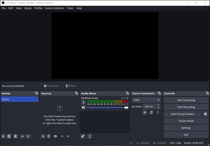 OBS Studio’s user interface