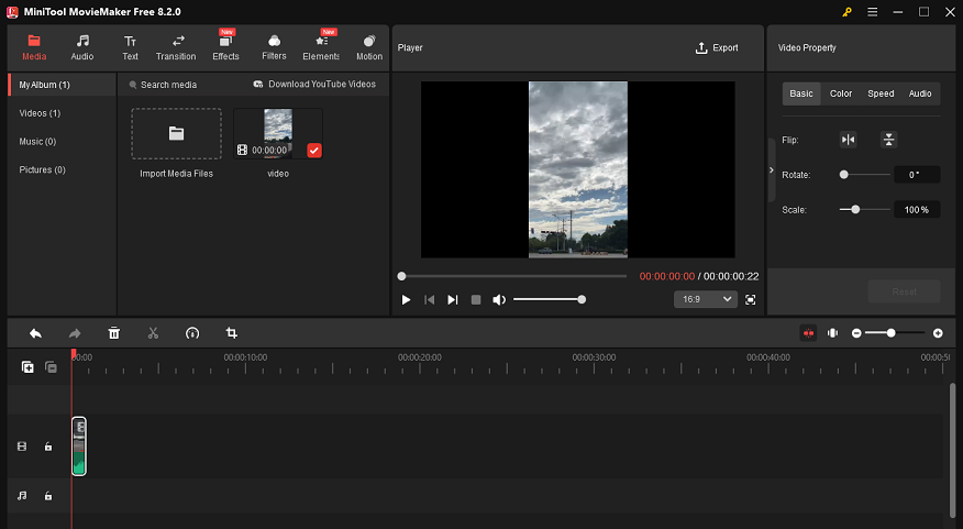 The main interface of MiniTool MovieMaker