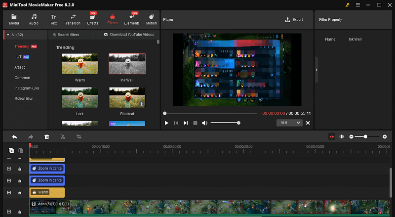 The user interface of MiniTool MovieMaker