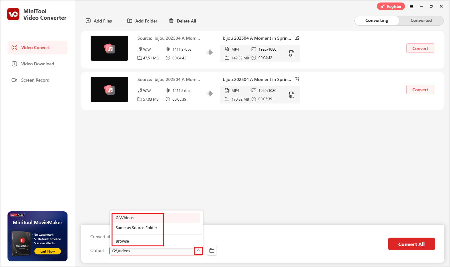 zur Auswahl eines Speicherorts erweitern Sie das Dropdown-Menü „Ausgabe“