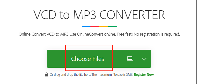 Click the Choose Files button to add the target file in Office Converter.com for format conversion