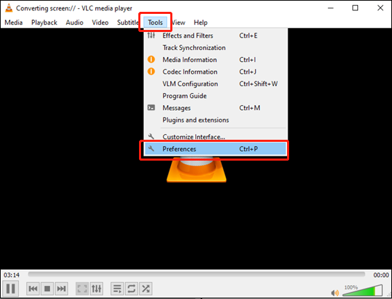 Click the Tools tab and click Preferences in VLC to open the Simple Preferences window