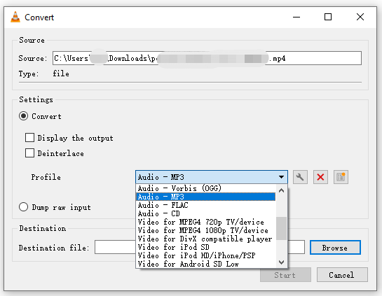 Convert VLC to MP3