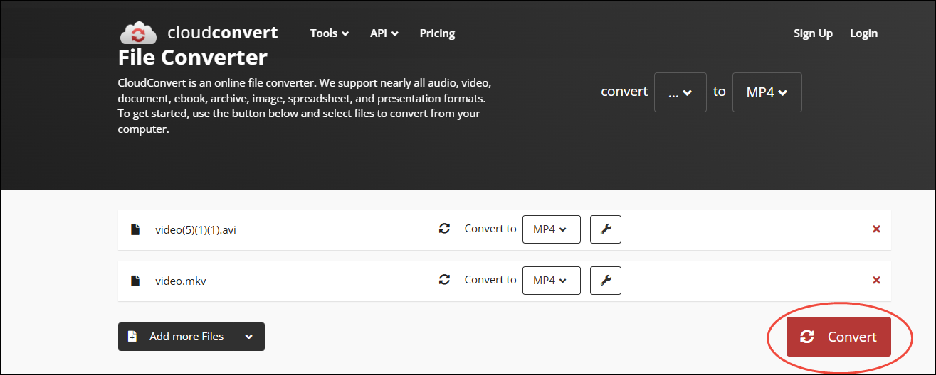 Click on Convert in CloudConvert to begin the conversion process