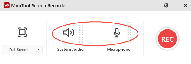 Click on audio icons in MiniTool Screen Recorder to control the audio recording