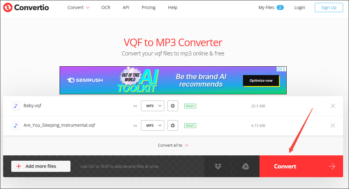 Click on Convert in Convertio to begin the conversion process