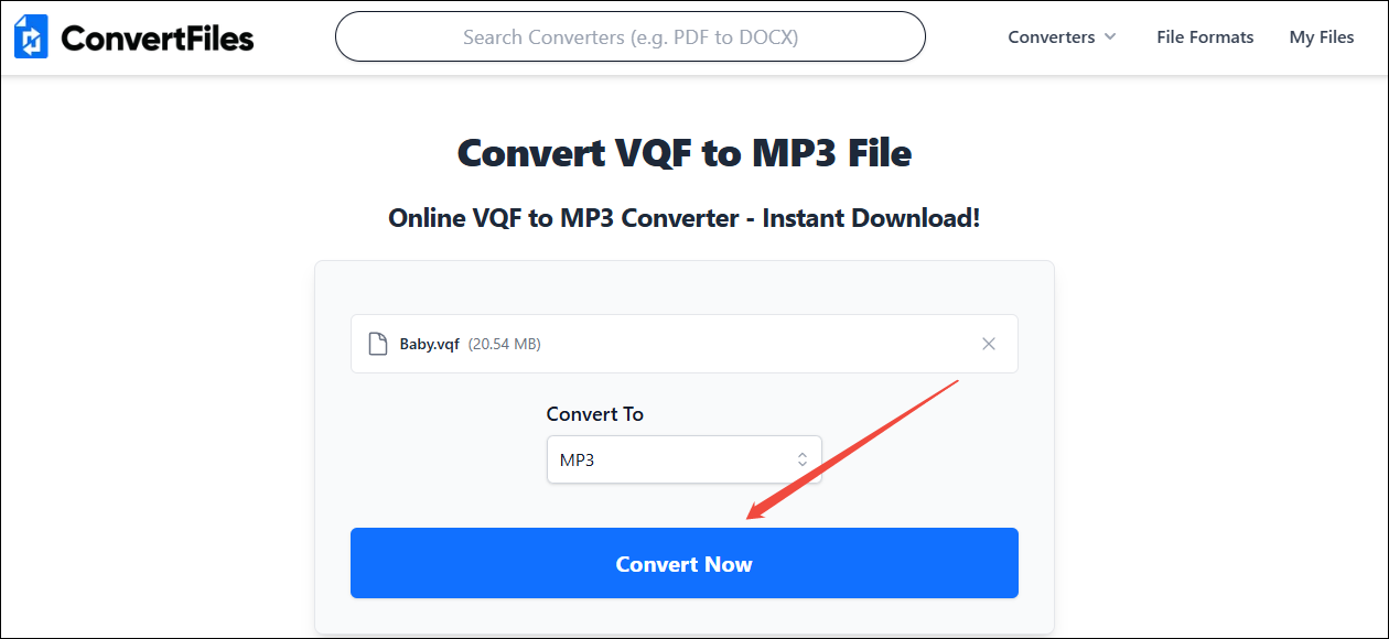 Click on Convert Now in Convert Files to begin the conversion process