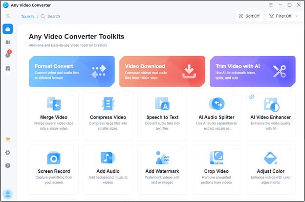 The main interface of Any Video Converter
