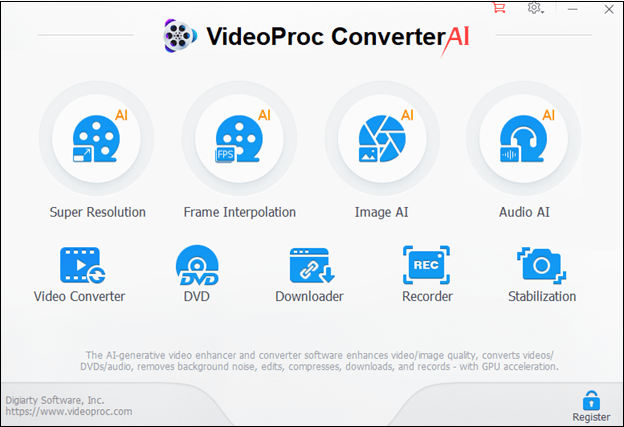 The application interface of VideoPro Converter AI