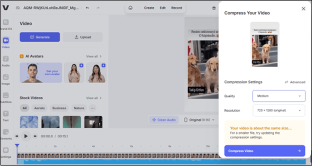 Compress A Google Drive video with VEED