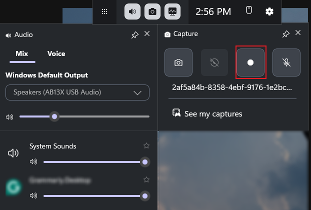 Click the Start Recording option to start recording via Xbox Game Bar