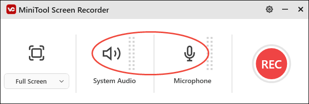 Click on the audio icons in MiniTool Screen Recorder to configure the audio settings