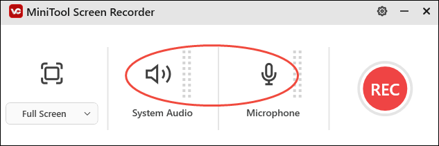 Click on the audio icons in MiniTool Screen Recorder to manage the audio recording