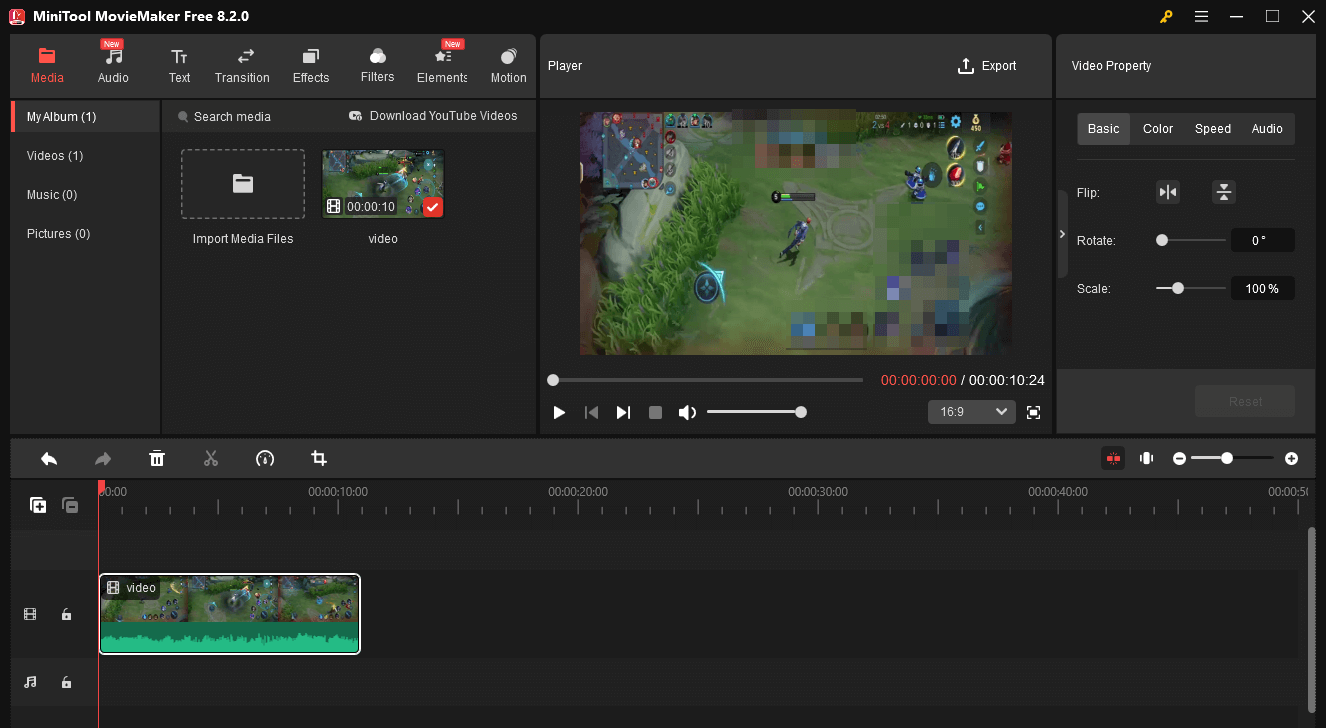 Add your video to the timeline of MiniTool MovieMaker