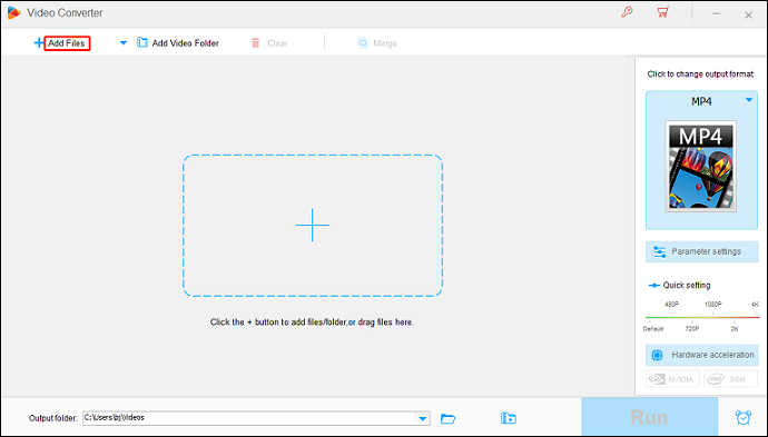 Click the Add Files button to import the target AUD file in HD Video Converter Factory Pro for format conversion