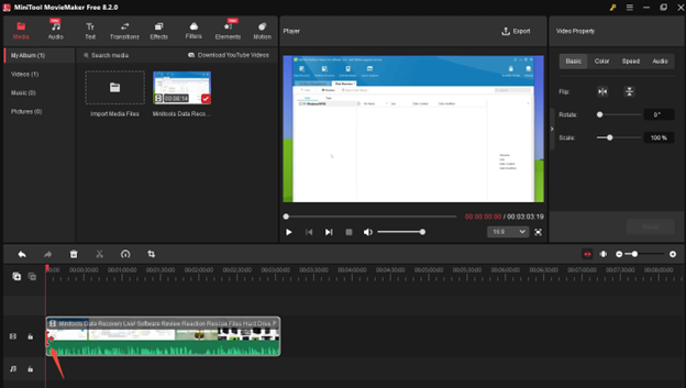 Drag the arrow rightward to shorten the video in MiniTool MovieMaker