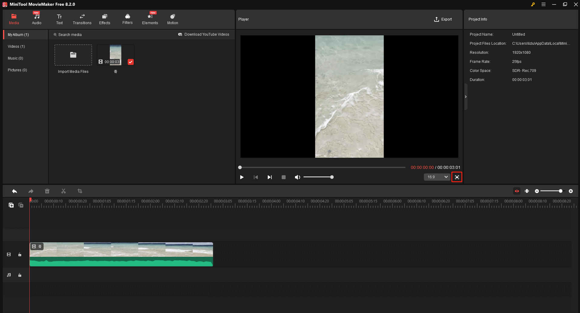 MiniTool MovieMakerで「再生」アイコンをクリックしてMKVファイルを再生する