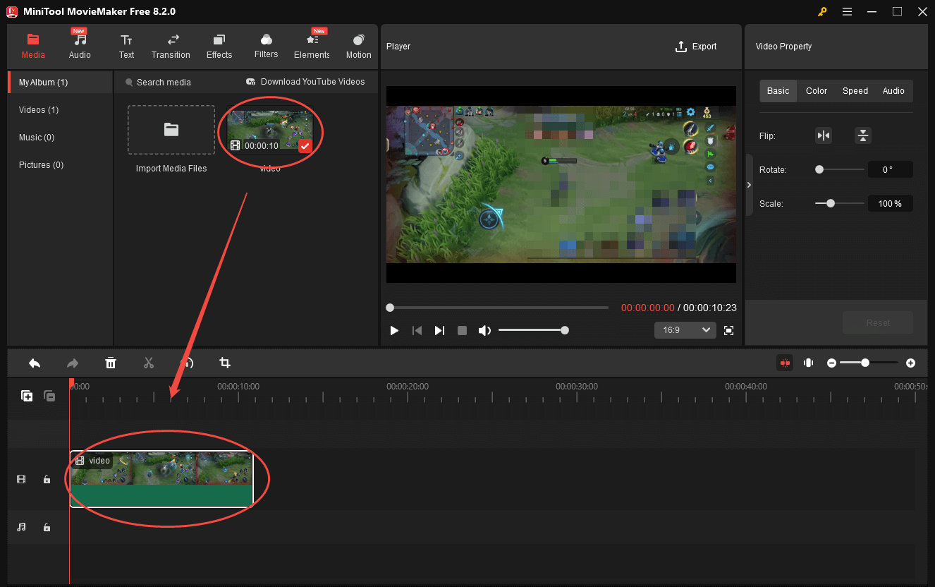 Add your 3GP video to the timeline in MiniTool MovieMaker