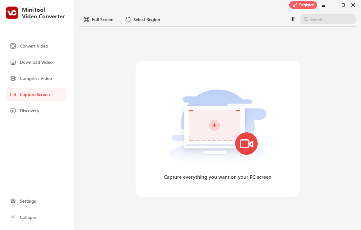 The Capture Screen module of MiniTool Video Converter