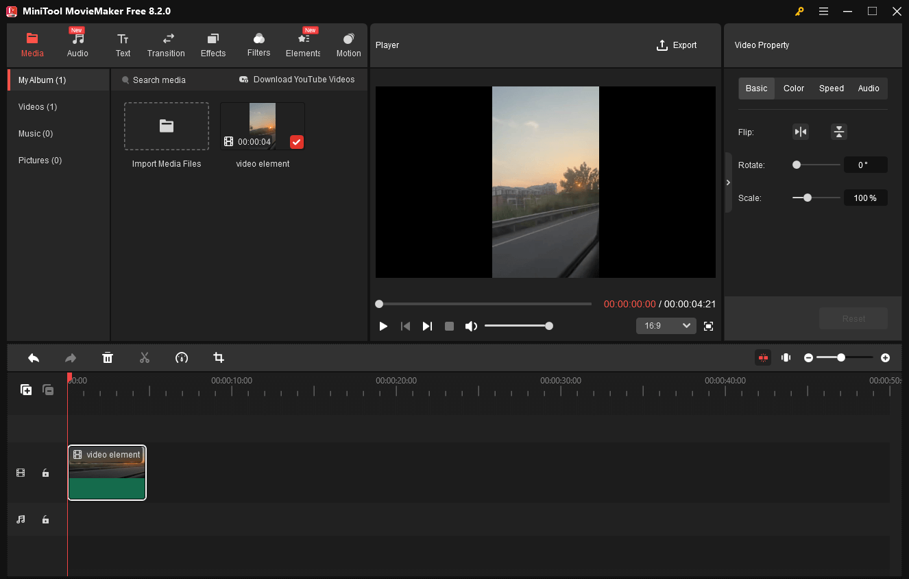 The user interface of MiniTool MovieMaker