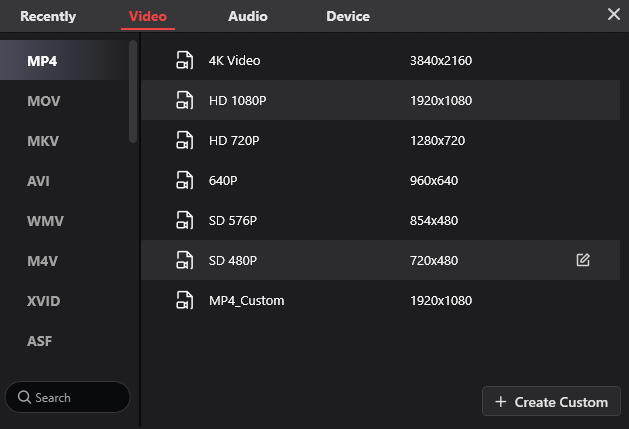 Select a lower resolution in MiniTool Video Converter