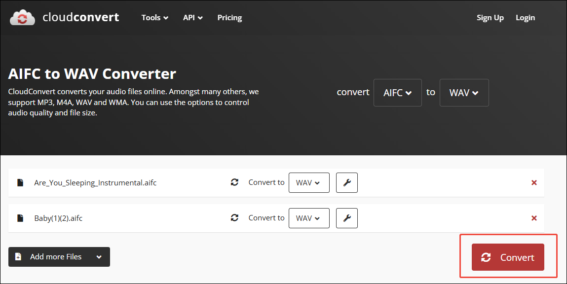 Click on Convert in CloudConvert to begin the conversion process